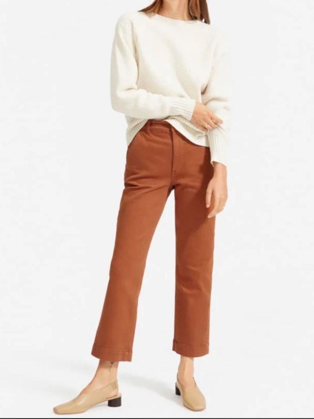 EVERLANE High-Waist Straight Leg Crop Rust Brown Pants Size 0
